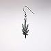 Marijuana Weed Pot Leaf Dangle Earrings Green Enamel on Pewter