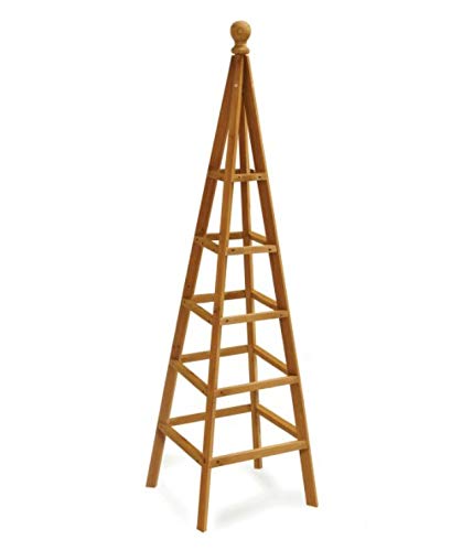 Garden Mile Large Wooden Obelisk Heavy Duty Climbing Plants Support Structure Pyramid Plant Support Trellis for Climbing Plants Outdoor Tan Trellis