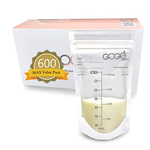 Image of 600 Count (10 Pack of 60 Bags) MAX Value Pack Breastmilk Storage Bags - 7 OZ, EACH PRE-STERILIZED By Gamma Ray, BPA Free, Leak Proof Double Zipper Seal, Self Standing (60 Count (Pack of 10))