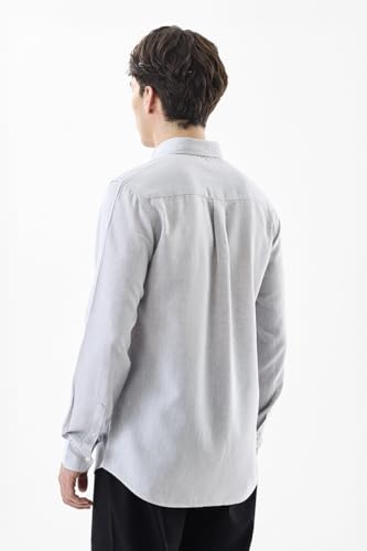 Image of SNITCH Men Casual Shirt | Regular Fit Full Sleeve Button-Down Collar Solid Pattern | Premium Linen Blend & Breathable Fabric for Everyday & Office Wear