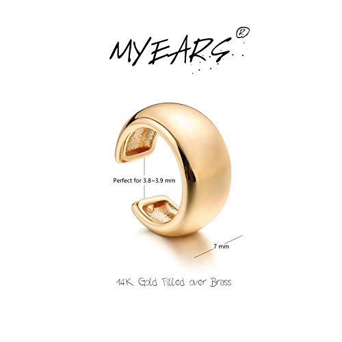Myears Women Ear Cuff Earring Gold Non Pierced Ear Cartilage Chunky Band Clip On Wrap Hoop 14K Gold Filled Tiny Boho Beach Simple Minimalist Delicate Handmade Hypoallergenic Jewelry Gift #TOP3