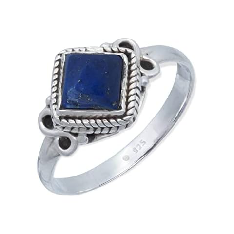Anillo 925 Plata Lapislázuli azul Piedras preciosas Plata real Cover