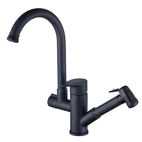 Mitigeur d'évier de cuisine noir avec pistolet pulvérisateur eau chaude froide