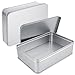 YOUNTHYE 2PCS Tin Box with Lids Large Metal Tin Box 8.6 x 6.3 x 2.6 inch Silver Rectangular Tin Box Container Large Metal Tin Storage Box with Lid for Crafts, Cookies, Pills, Gifts, Pencils and More