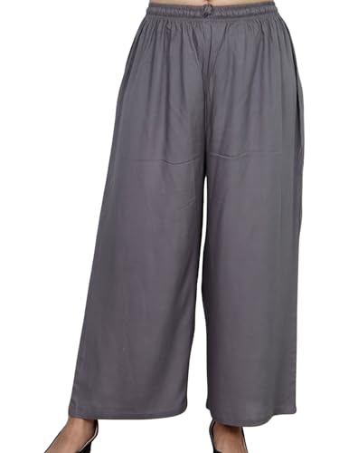 Image of Women's Solid Rayon Palazzo Pants Regular Palazo