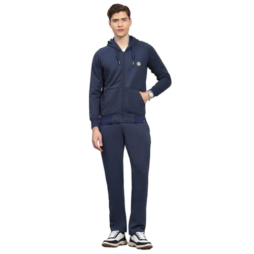 Image of Monte Carlo Mens Regular Fit Solid Collar Neck Full Sleeves Winter Tracksuit| Men Track Suit | Stylish Sportswear Set with Jacket and Lower | Activewear Set For Men's (Pack Of 1)