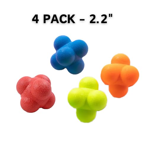 OBELGEOYA Reaction Balls 4 Pack, 2.2 Inch - Hand-Eye Coordination Trainer, Reflex & Agility Training Equipment for Baseball, Handball, Kids, Adults, Sports & Fitness, Outdoor Fun - Thumbnail 2