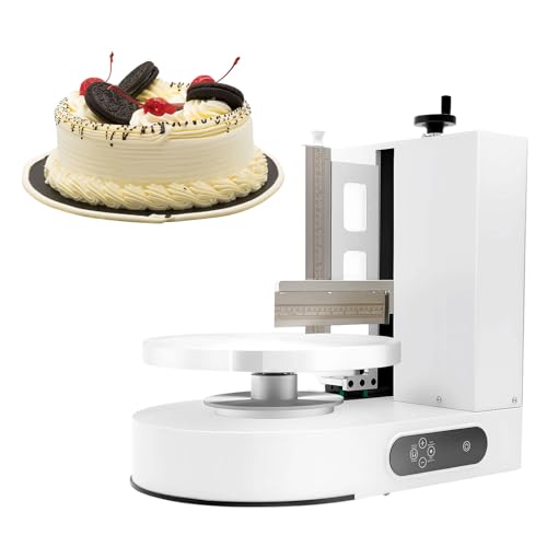 LARIDEN Cake Decorating Machine, Tabletop Cake Frosting Machine, Cream Smooth Coating Decoration Machine with LCD Display Type for 4-12inch Cakes for Cake Shops, Dessert Shops, Households