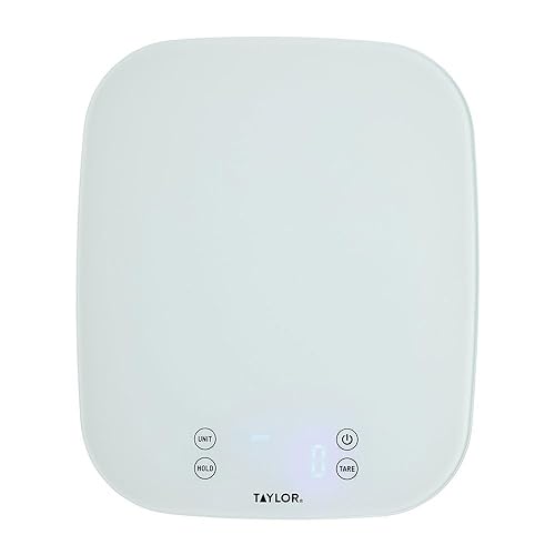 Taylor Pro Digital Kitchen Food Scales, Compact Professional Standard with Precision Accuracy and Waterproof Design with Tare Feature, White Glass, Weighs 14 kg/14 L Capacity - Thumbnail 2