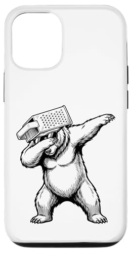 �`�[�Y�O���[�^�[�n�b�g�����Ԃ���Dabbing Bear Funny �X�}�z�P�[�X iPhone 12/12 Pro �p