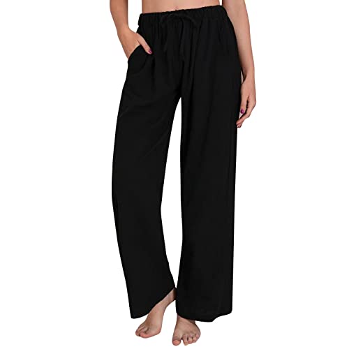 Pantalon taille haute femme ample pour masquer les rondeurs confort été