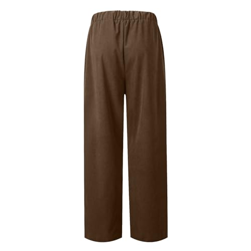 Pull On Corduroy Pants Women's High Waisted Straight Leg Business Casual Work Wide Leg Lounge Pants With Pockets4