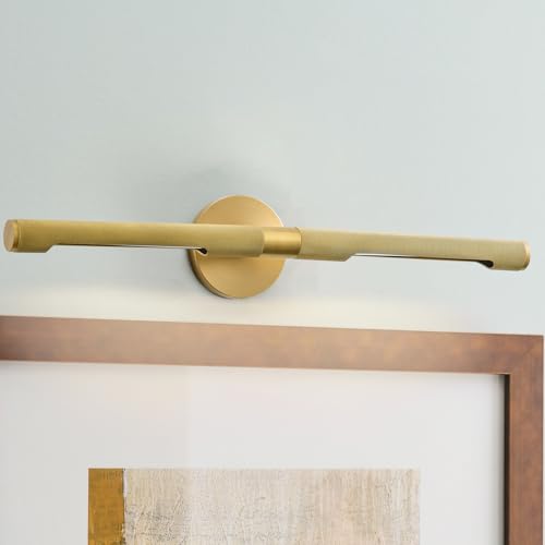 Image of Museum Gallery Picture Light for Wall 24in Long Gold Brass Dimmable Hardwired Wall Sconces with E12 Bulb - Frame Pictures Art Deco Sconce Lights for Painting Photo Artwork Library Vanity Over