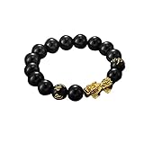 Feng Shui Obsidienne Pierre Perles Bracelet Hommes Femmes Unisexe Bracelet Or Noir Richesse et Bonne Chance Femmes Bracelet Clever treatment