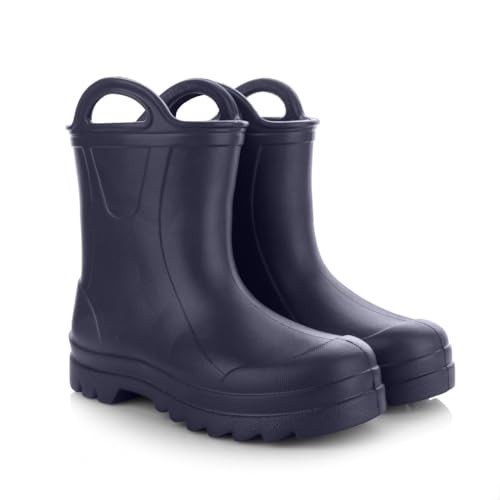 LEMIGO Kinder Gummistiefel Sehr Leichte Regenstiefel aus EVA Schaum mit Griff für Jungen und Mädchen 735 Doggy/Marineblau, 34