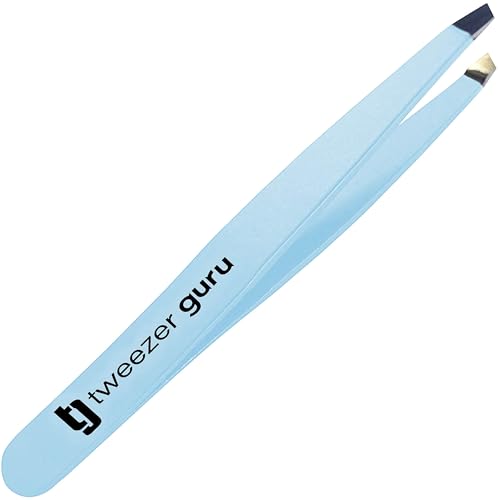 毛抜き ピンセット先細め 精密 眉毛抜き 先斜 すべり止め ピンセット用 精密 ステンレス 鼻毛 ヒゲ とげぬき 黒ずみ 角栓 角質取り 男女兼用 毛が簡単に正確に毛を抜 (ライトブルー、1個)