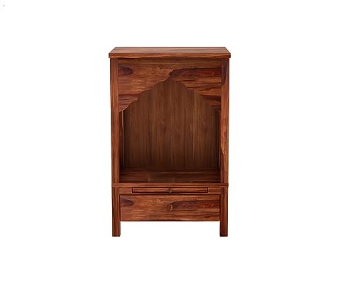 Image of Wudniture Sheesham Wood Sanjeevani Handcrafted Home Mandir /Temple (Honey Finish) | Wooden Pooja Mandir for Home & Office