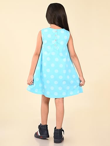 Image of LILPICKS Zebra Printed Sleeveless A-line DressFor Girls (Blue)