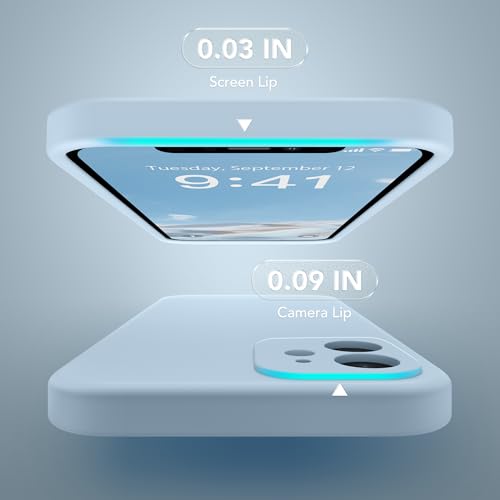 Image of Magnetic for iPhone 12 Case, Compatible with MagSafe, [Full Camera Protection][Screen Protector] Silicone Shockproof Protective Phone Case for iPhone 12 6.1 inch, Light Blue