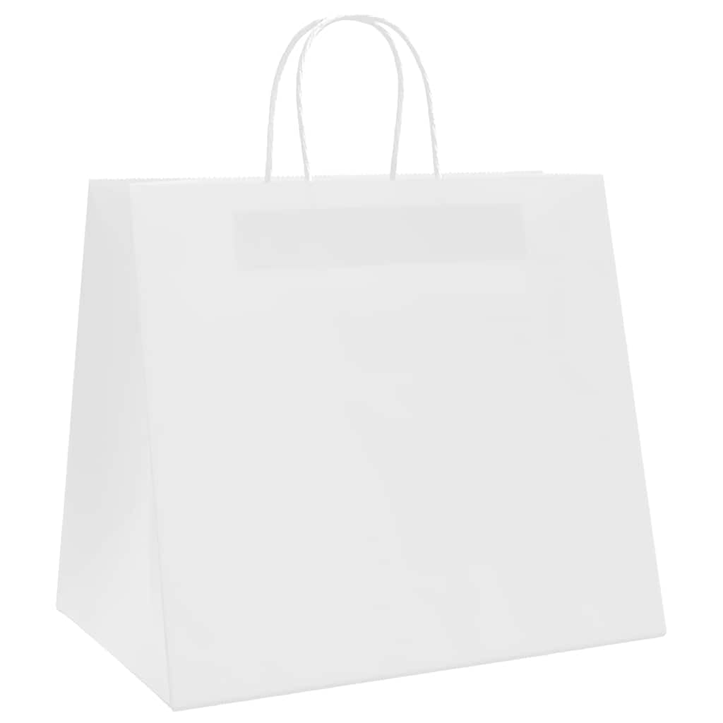 Papiertragetaschen Weiß 32x22x28 cm aus Kraftpapier 250 Stück mit Papierseilhenkeln Tragetasche vielseitig für Geschenk, Party, Hochzeit, Geburtstag, Weihnachten