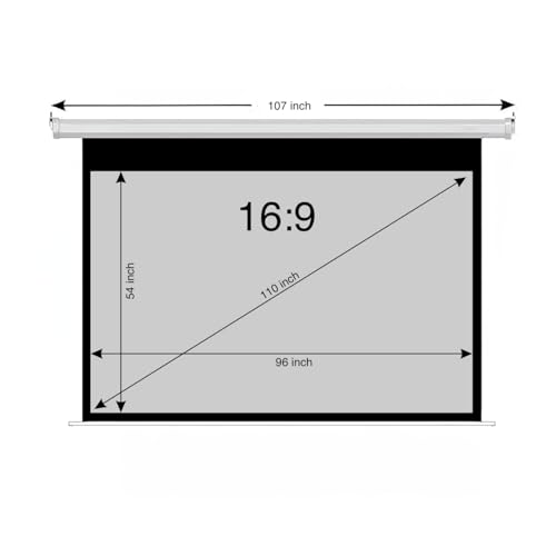 Image of BIG VUE 110 Inches Motorized Projector Screen with ALR Grey Fabric | Electric Projection Screen | Home Theatre Screen with Remote Control (110 Inch, 16:9 Aspect Ratio)