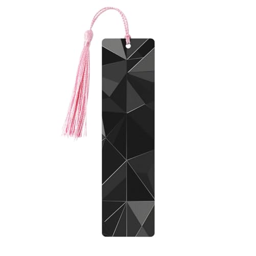 タッセル付き木製しおり ヴィンテージ木製しおり ブラック 幾何学模様 ファンシー ハンドメイド クラフトブックマーク 読書ページマーカー 木製ハンギングタグ オーナメント 本好き向け