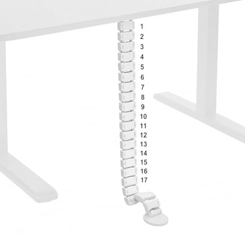 Image of Cable Management Kit, Adjustable Quad Entry Flexible Spine Wire Organiser, Desk Cord Snake System for Home Office, Computer, TV and Workstation (17 Cord Snake - White)
