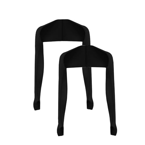 Braccia Protezione Solare Donna Estiva, Raffreddamento Scialle Maniche Braccio con Foro Dito, Traspirante Seta di Ghiaccio Manicotti Braccia per Ciclismo, Corsa, Attività All'aperto (2 x Nero)