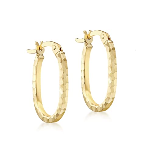 Créoles ovales en or jaune 9 ct diamantées Carissima boucles d'oreilles femme