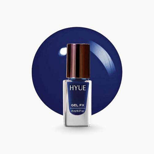 Image of HYUE Gel FX Nail Paint | Indigo Downpour | 8ml | Ultra-Glossy Finish | 14-Day Long-Lasting Wear | Quick-Dry & Chip-Resistant | Vegan & Paraben-Free | No UV Needed | 33 Rich Salon-Quality Shades