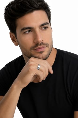 Image of VIEN Rings for Men Trendy 316L Stainless Steel Silver Band Ring for Men and Boys
