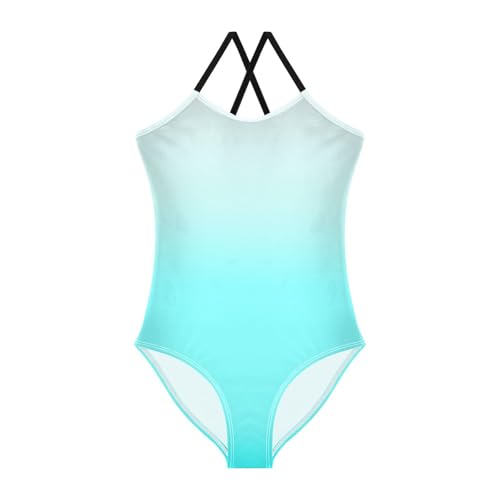 Blue White Gradient Bathing Suits for Girls Swimsuit Summer Beach Swimwear One Piece Swimsuits