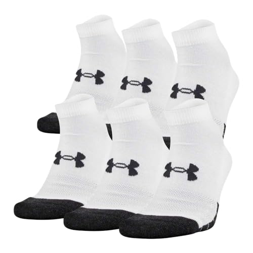 Under Armour Unisex UA Performance Tech Low Cut Socks 6-Pack LG White