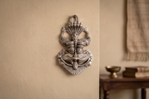 Image of KridayKraft Metal Nazar Battu with Naag Ganesha for Nazar Suraksha (Evil Eye), Suraksha Kawach Mask for Home, Office, Wall & Door Hanging Decor Accessories, Vastu Showpiece (Silver)