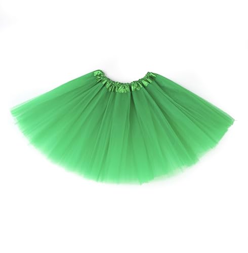 Fepdiu Girls Tutu Skirt 3 Layers Tulle Toddler Ballet Skirts Girls Tulle Tutu Dance Fit Most 3-10 yrs for Dance Party Costume (Green)