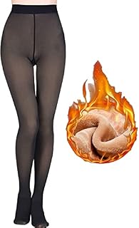 Konluesr Fleece Lined Tights Women Winter Sheer Warm Pantyhose Footless Tights Fake Translucent Thermal Leggings