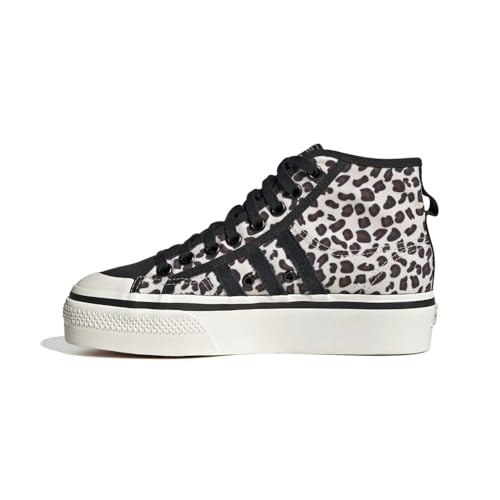 adidas Womens Nizza Leopard Print Platform Sneakers Shoes Casual - Black, White3