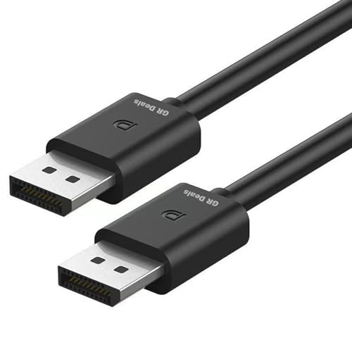 GR Deals DisplayPort 1.2 to DisplayPort Cable (DP to DP) 1.5M, Ultra HD Monitor Cable for PC, Laptop, Gaming Graphics Card, Projector, Supports 2K@144Hz | Gold-Plated Connectors (Black).