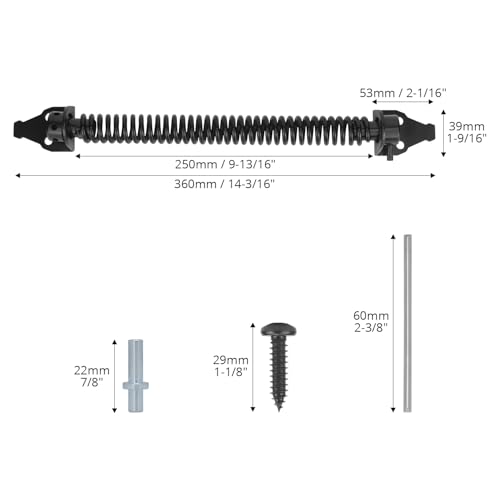 QWORK® 14 Inch (32cm) Heavy Duty Self Closing Gate Spring - Carbon Steel Gate Closer with Fittings for Garden Doors Fence Doors Wooden Gates - Image 6