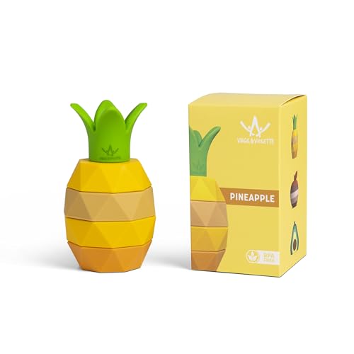 Virgil & Violette - Juguete Montessori para Bebe de 1 Año, Silicona sin BPA Fácil de Lavar, Juego Educativo, Piña Apilable de 5 Piezas, Regalo Bebe