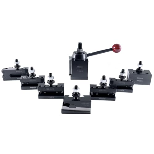 Accusize Industrial Tools 8 Pc AXA Wedge Type Quick Change Tool Post Set for Lathes Includes 2 Oversize Turning & Facing Holders Precision Lathe Tooling 0251-0118