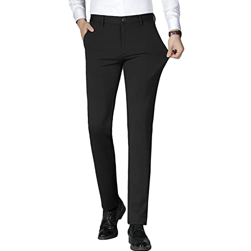Maiyifu-GJ Men's 4-Way Stretch Dress Pant Straight Fit Flat Front Tapered Suit Pant Lightweight Business Comfort Trousers