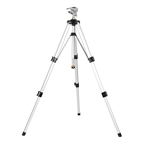 STYDDI Heavy Duty Impact Sprinkler on Tripod Base, Tall Metal Pulsating Telescoping Tripod Sprinkler for Large Area, Yard, Lawn, Garden, Waters up to 70 Ft. Diameter, Legs Extends Up to 36-inch Cover