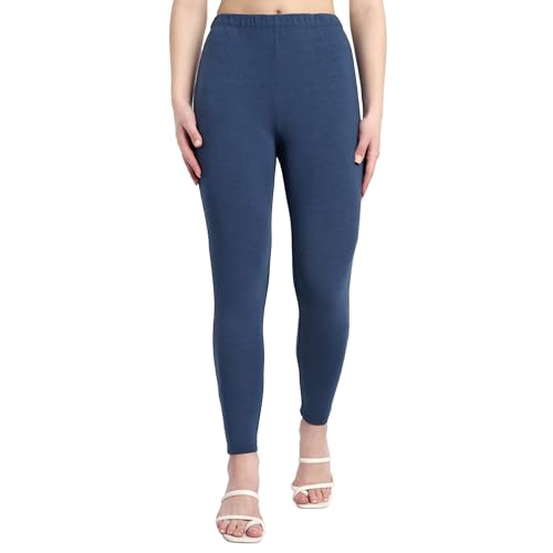 Image of ONE SKY Women Ankle Length Leggings | Premium Cotton Modal Spandex Blend | High Waist Stretchable & Bio-Washed Fabric | Colour-Lock | Ethnic Leggings for Women