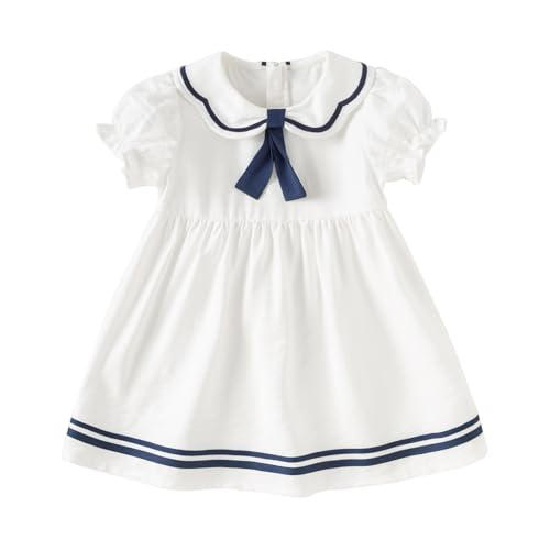 DAVE&BELLA Toddler Girls Sporty Dress Summer Puff Short Sleeve Pleated Sundress School Uniform Tennis Golf Playwear Dress