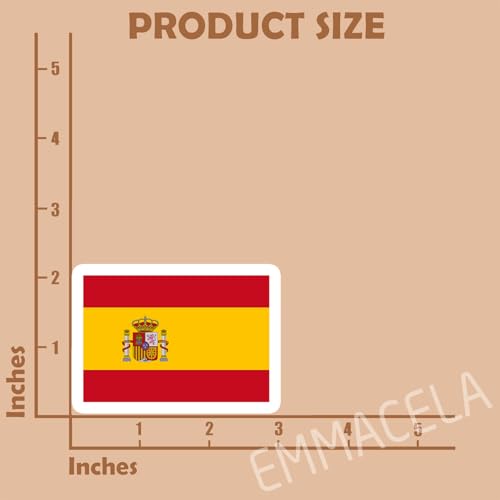 Image of (3PCS) Spain Flag stickers, Countries Flag Stickers - Waterproof Vinyl Decals For Laptops, Tumblers, Water Bottles, Books, Scrapbooks, Size 3 x 2.2 Inch