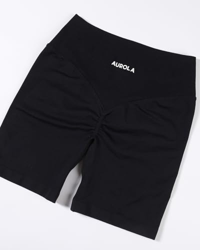 AUROLA Impressive Collection Workout Shorts for Women,High Waisted V-Shape Seam Gym Embossed Logo Athletic Fitness Short3