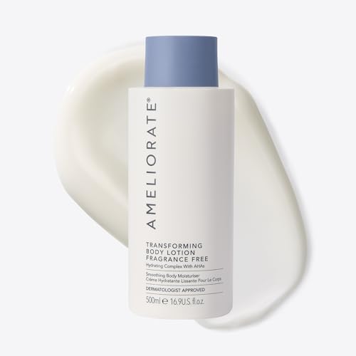 AMELIORATE Transforming Body Lotion Fragrance Free 500ml for Keratosis Pilaris (KP) Rough Bumpy Skin & Ingrown Hairs | Exfoliating Moisturiser with Lactic Acid (AHA) | Dermatologist Approved