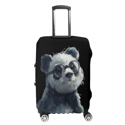 Panda Bear with Glasses Funny Luggage Cover Suitcase Protector Washable Travel Baggage Covers Fit 19-32 Inch4