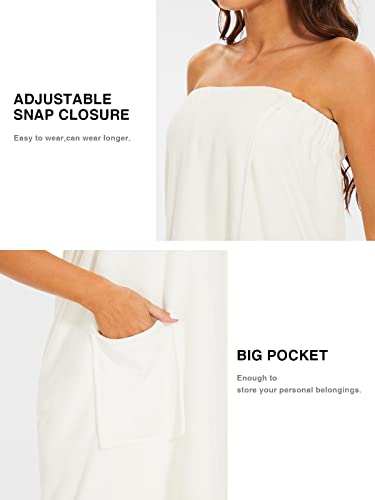 Kniffi Shower Wrap Robe for Women Bath Body Towel Wrap Spa Soft bathrobe with Adjustable Snap Closure4